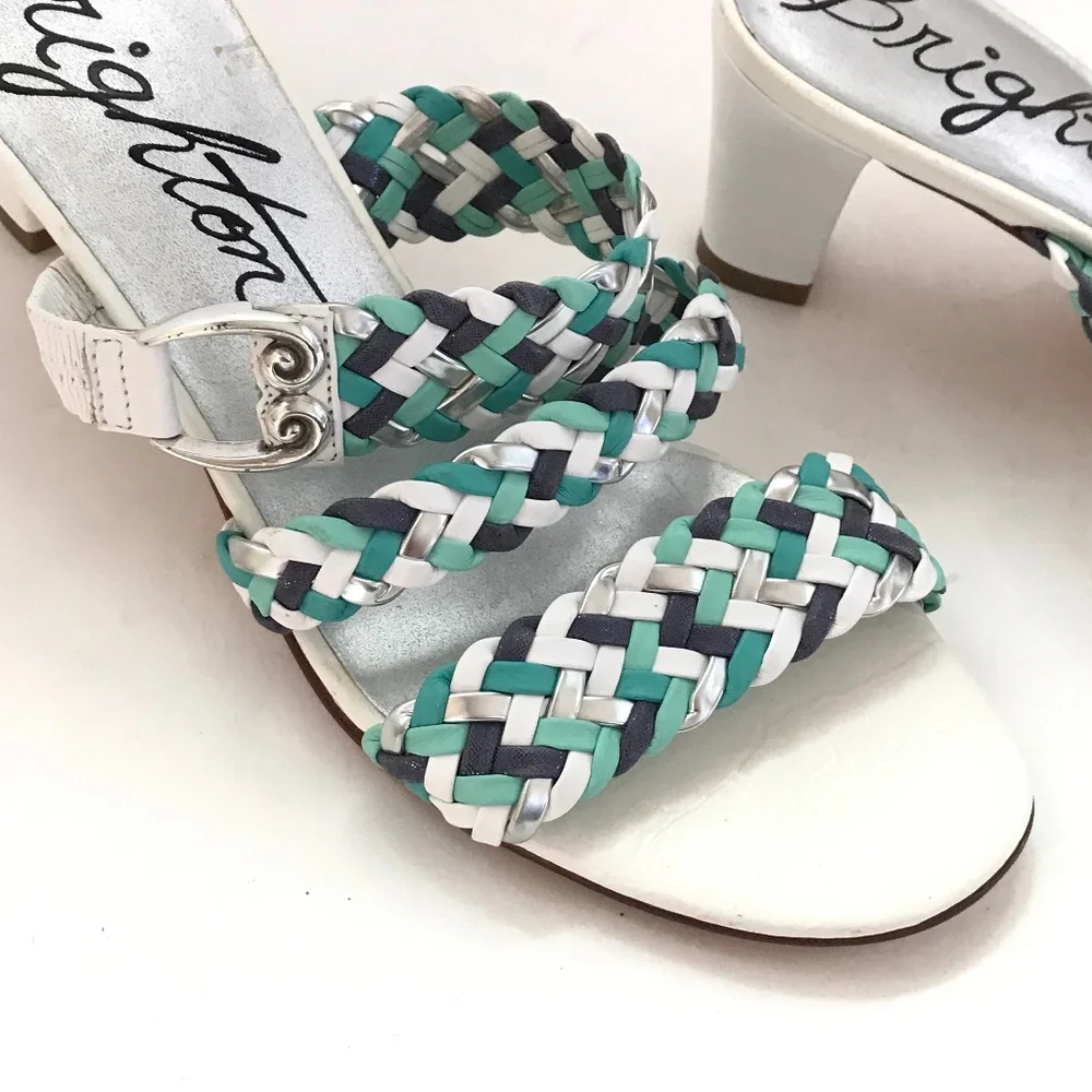 BRIGHTON Braided Leather Kitten Heel Sandals Tress Women’s Size 7